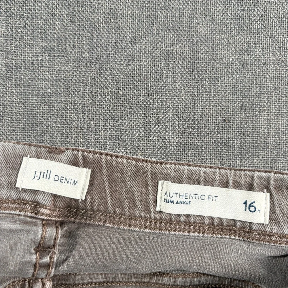 J.Jill Authentic Fit Slim Ankle Jeans‎ Womens 16T Taupe Gray Stretch Denim Tall